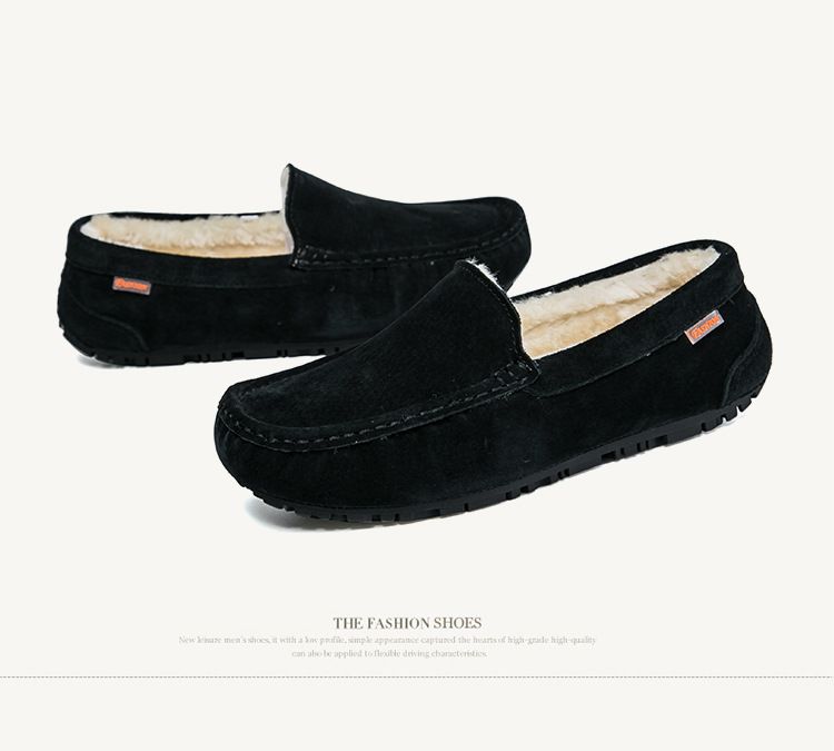 501-3 Winter Heren Bean Schoenen Katoenen Schoenen Rijschoenen Lage Top Mid-mouth Flip-on Warme Platte Casual Leren Schoenen met Fluweel_voghion.com