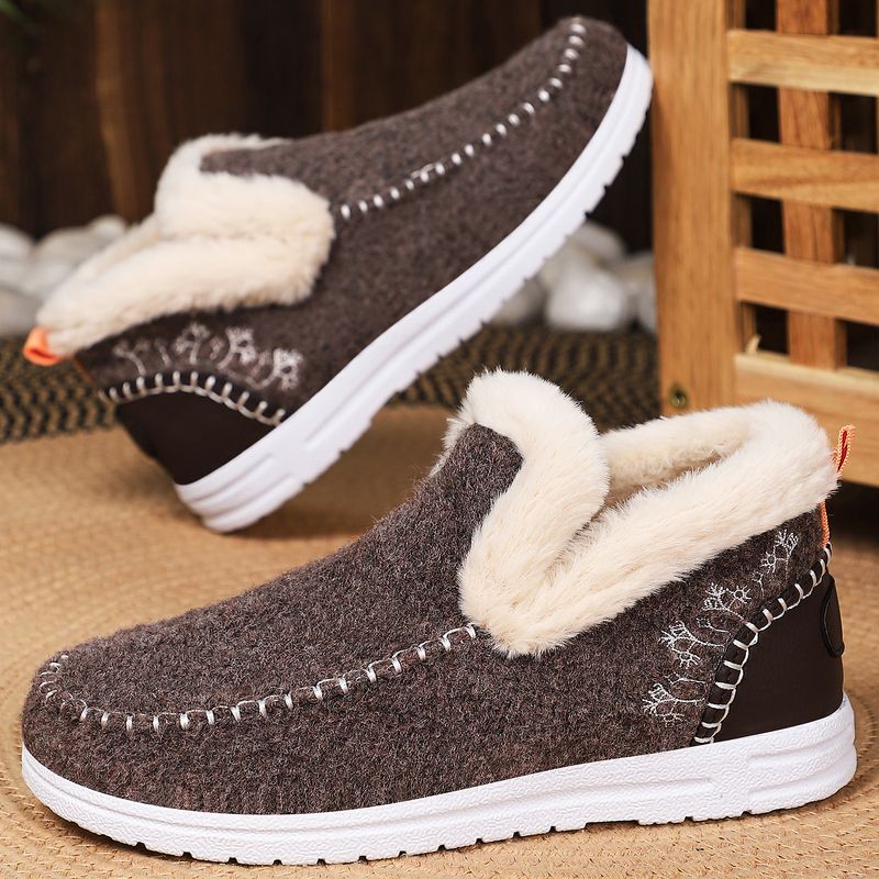 Inverno con fodera in pile, scarpe in cotone spesso per donna, stivali da neve caldi e resistenti al freddo, stivali corti alla moda slip-on_voghion.com