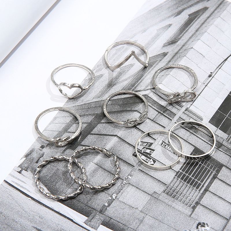 New Love 8 French Bow Open Set of 9-piece Ring Jewelry_voghion.com