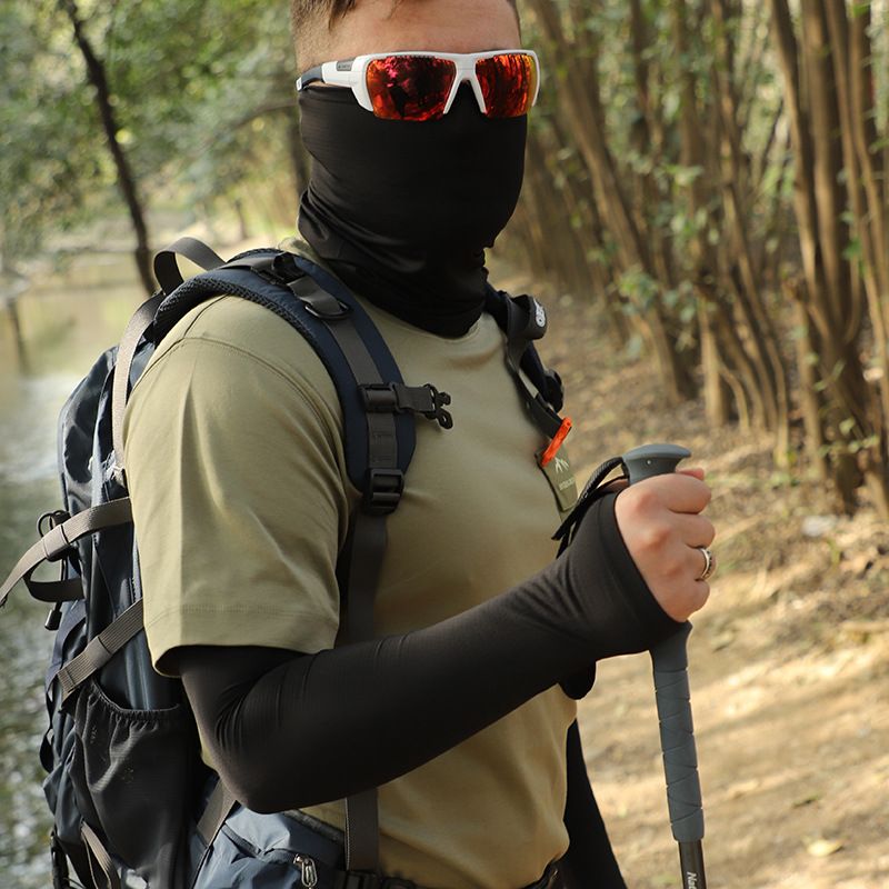 Men's Cooling Sun Mask Set - UPF 50+ Full Face Cover With Neck Protection & Arm Sleeves, Lightweight & Breathable For Cycling_voghion.com