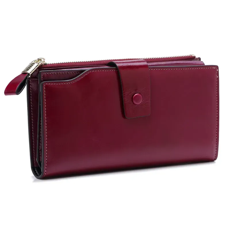 HBP 21 Mode Frauen Organizer Lange Brieftasche Kupplung Geldbörse Echtes Echtes Leder Weiche RFID Brieftaschen_voghion.com