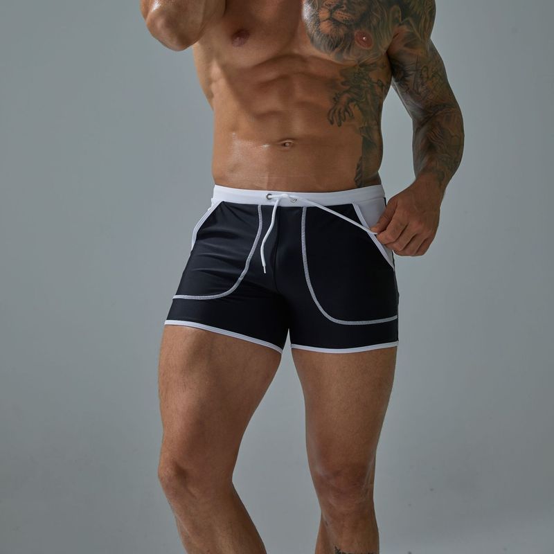 Men's New Large Pocket Nylon Swim Trunks Fashionable Close-fitting Summer Pool Beach Quick-dry Boxer Shorts_voghion.com