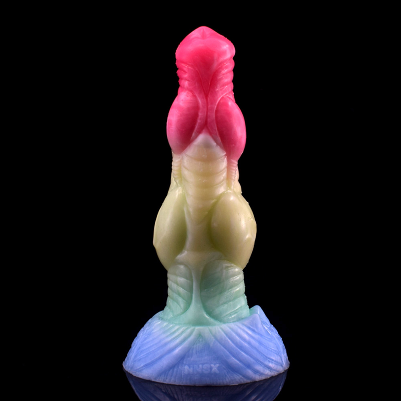 NNSX Cane Lupo Dildo 4 Nodi Giocattoli Sessuali per Donne con Ventosa Morbidi Masturbatori Animali in Silicone Multicolor_voghion.com