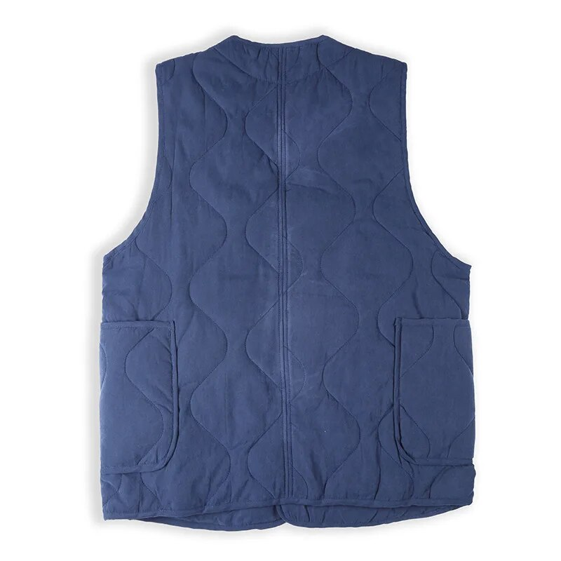 Chaleco de otoño-invierno para hombre, chaqueta gruesa y cálida sin mangas, cortavientos, chaleco interior acolchado de algodón para hombre, chaleco de color sólido con cuello en V para hombre_voghion.com