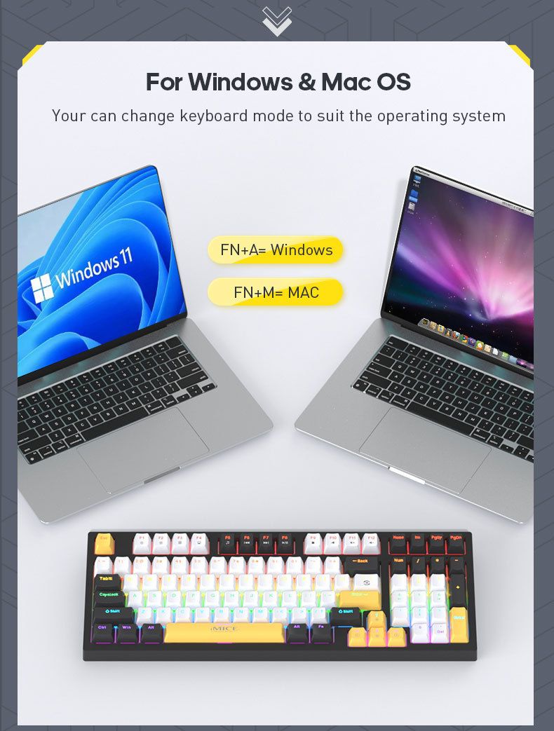 IMICE Game Special 98 Keys With Wired Metal Mechanical Keyboard GK-500 Color Matching Keycap Full Key Without Punch_voghion.com