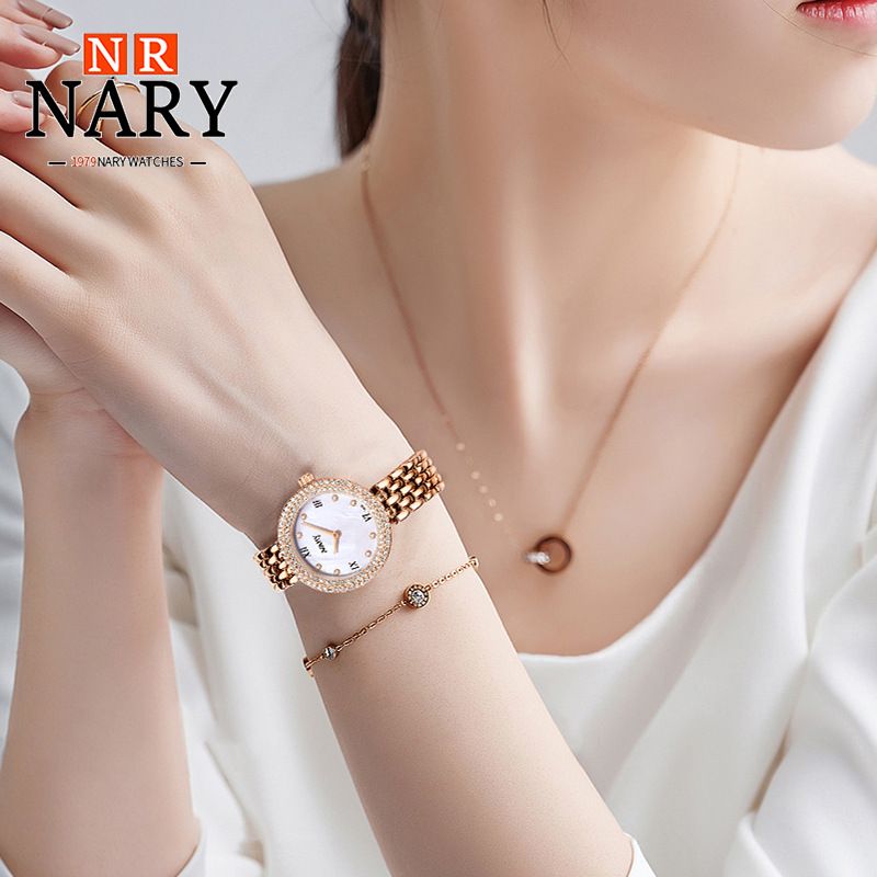 NARY/Nary Selected – Klassische, schlichte Damen-Quarzuhr mit Perlmutt-Zifferblatt, elegant, wasserdicht_voghion.com