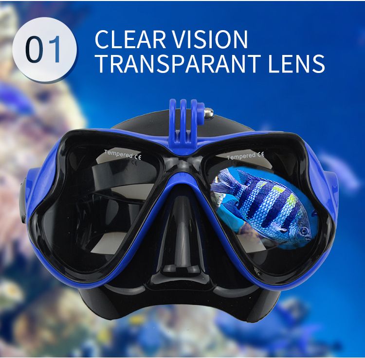 Male female adult goggles, large frame silicone face mirror, swimming and snorkeling mask, diving goggles_voghion.com