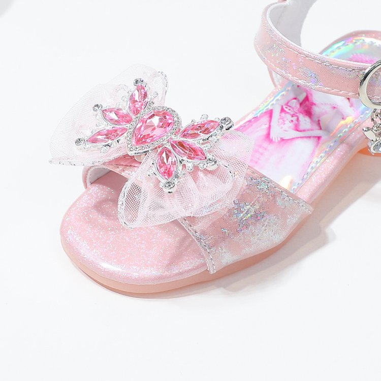 Scarpe da principessa 2024 Estate Nuova cintura a una linea Tacco basso Moda per bambini Sandali con punta aperta per ragazze con suola morbida_voghion.com