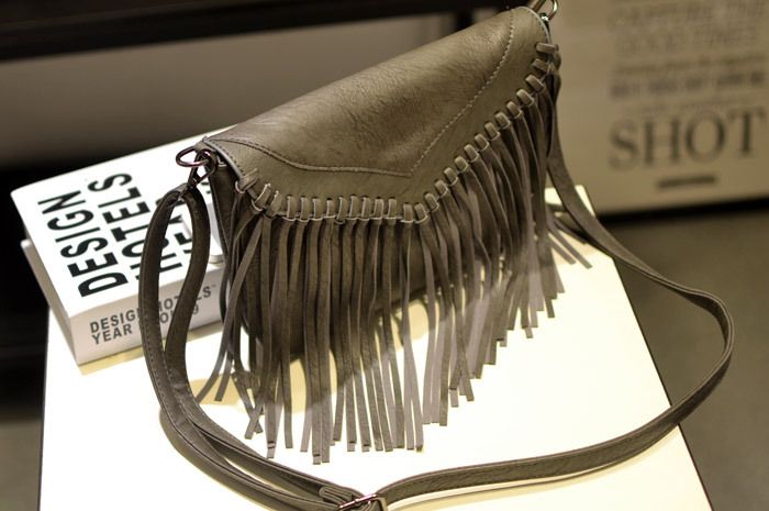 Casual Messenger Solid Color Satchel for Women Pu Leather Tassel Shoulder Bag Single Belt Flaps Crossbody Bags_voghion.com