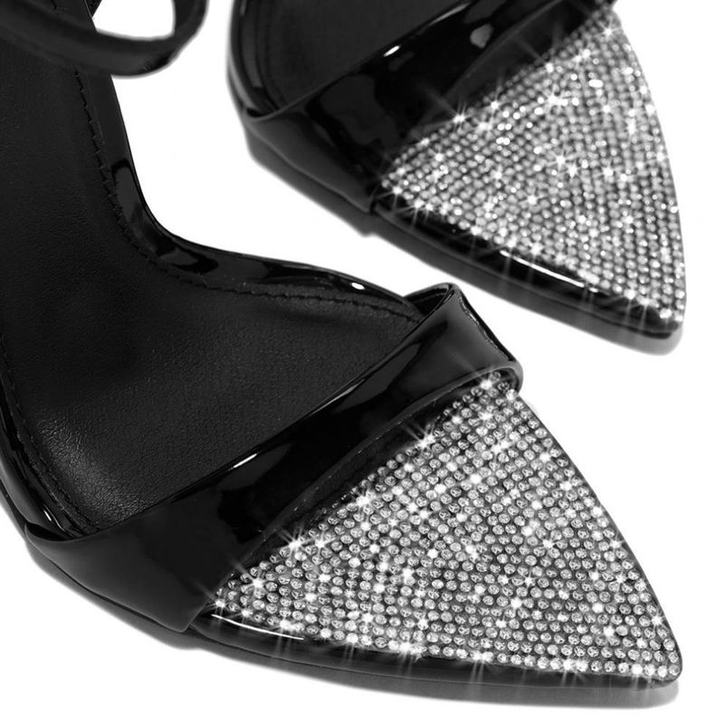 Scarpe da donna con fibbia, strass, stiletto, bocca di pesce, sandali con tacco alto, con tacco a spillo, punta tonda e aperta sul retro, scarpe dorate_voghion.com