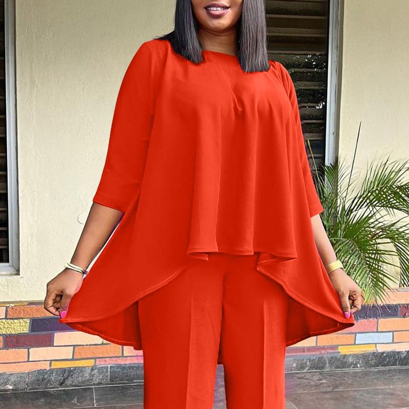 Blusa com estampa africana plus size - caimento solto e elegante, bainha irregular (moda feminina de verão, respirável e estilosa)_voghion.com