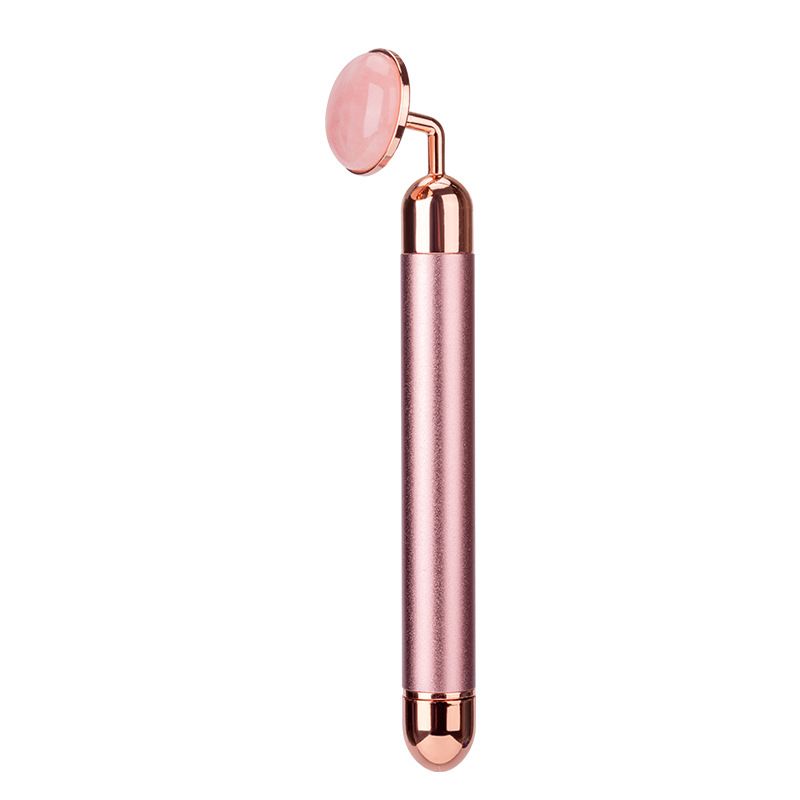 Rouleau de massage électrique pour le visage en quartz rose, soin de la peau en jade naturel, massage du visage pour le visage, le cou, le corps, outil de beauté, lifting et amincissement_voghion.com