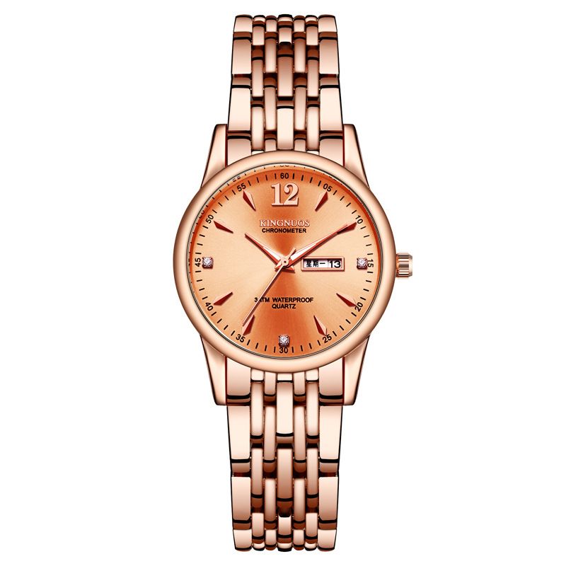 Simple Fasion Fres Casual Quartz Couple Watces Steel Band Dual Calendar Men's Luminous Waterproof Trendy Women's_voghion.com