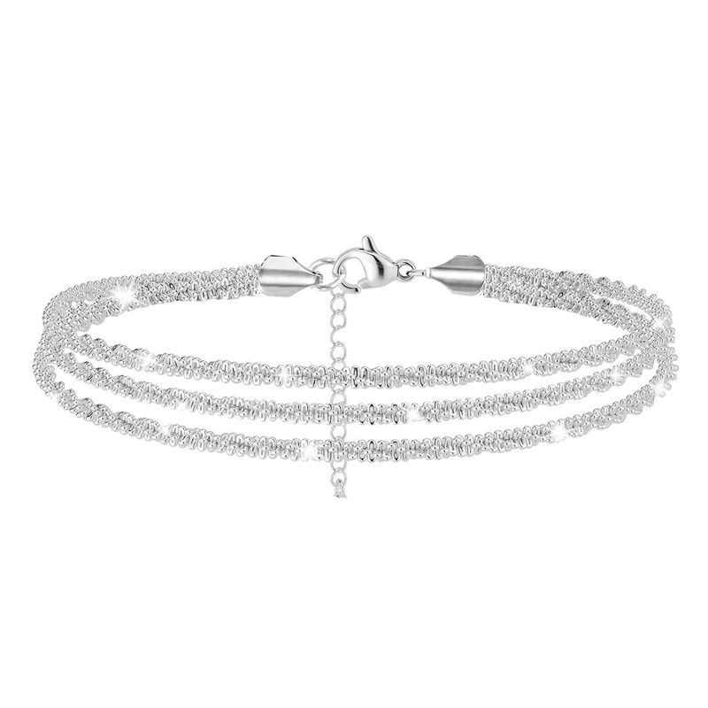 Nieuwe sprankelende enkelband voor dames, strandset van 3 stuks, meerlaags stapelbaar, eenvoudige sieraden in ins-stijl_voghion.com