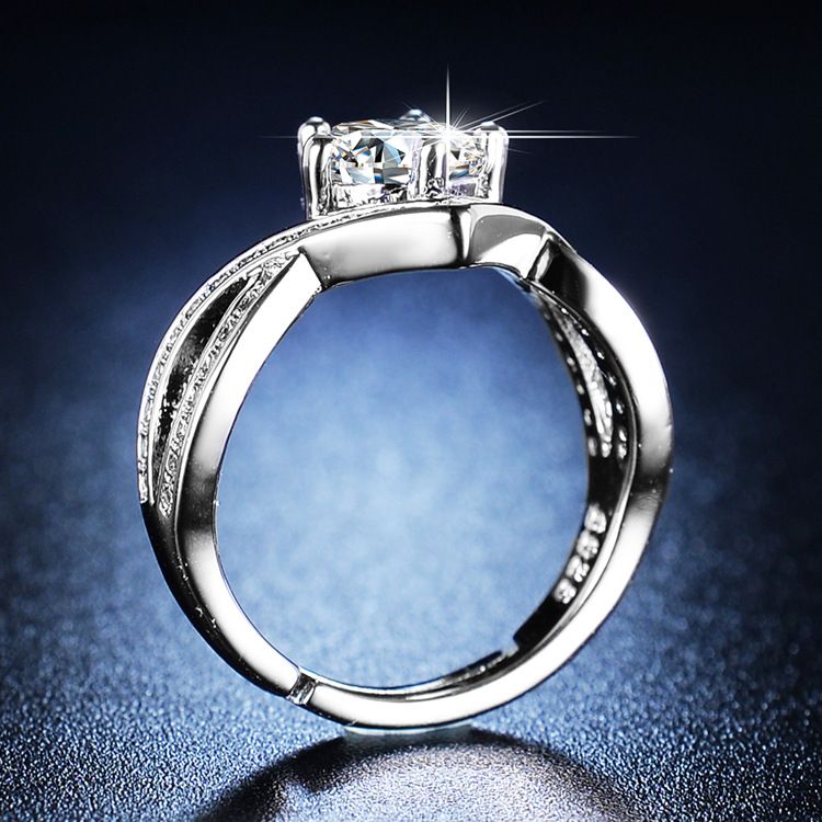 Trasmissione Kwai della pietra Mo Sang per l'anello classico della corona della moda coreana femminile_voghion.com