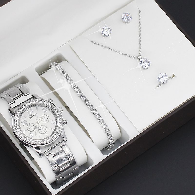 Uhrenset 5-teilig Hochwertige Damenuhr Quarzuhr Set Uhr Damenuhr Mode Armbanduhr_voghion.com