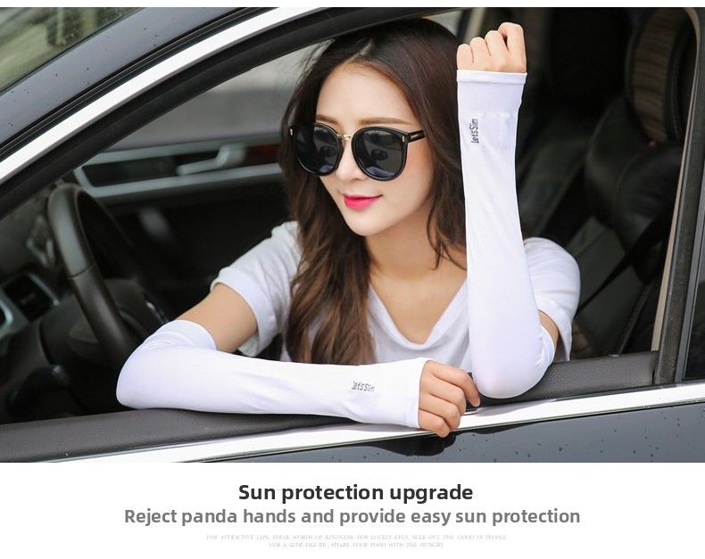 Protezione UV da uomo, protezione solare estiva in seta ghiacciata, maniche da braccio, guanti da donna_voghion.com