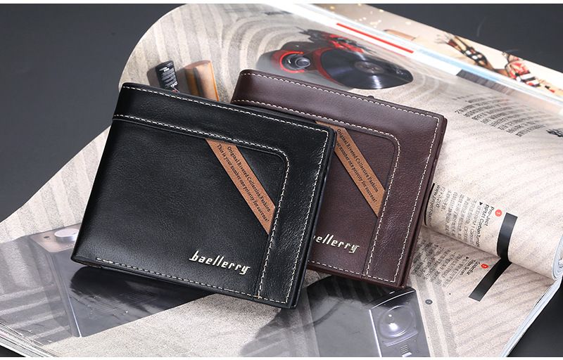 BAELLERRY Portafoglio corto da uomo con posizioni multiple, fermasoldi con cerniera sottile, borsa per il cambio, borsa per carte da uomo_voghion.com