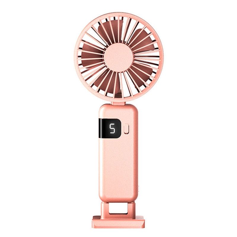 Display digitale portatile Appeso al collo Muto Piccolo ventilatore USB Ricaricabile Ventilatore pieghevole portatile(Rosa)_voghion.com