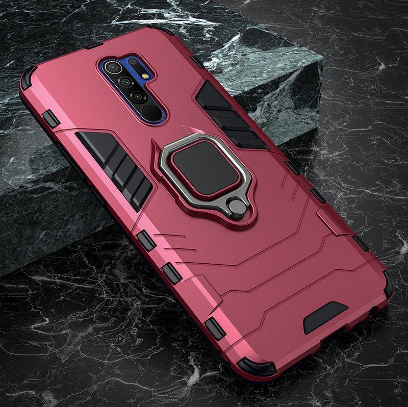 KEYSION Stoßfestes Rüstungsgehäuse für Redmi 9 Ringständer Silikon-Telefonrückseite für Xiaomi Redmi Note_voghion.com