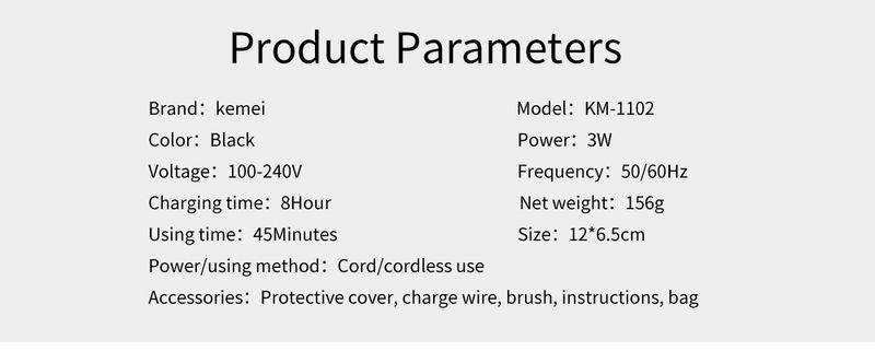 Kemei Cordless Shaver - Rasoio elettrico a doppia lama alternativo per uomo, sistema di rasatura del viso Wet/Dry_voghion.com
