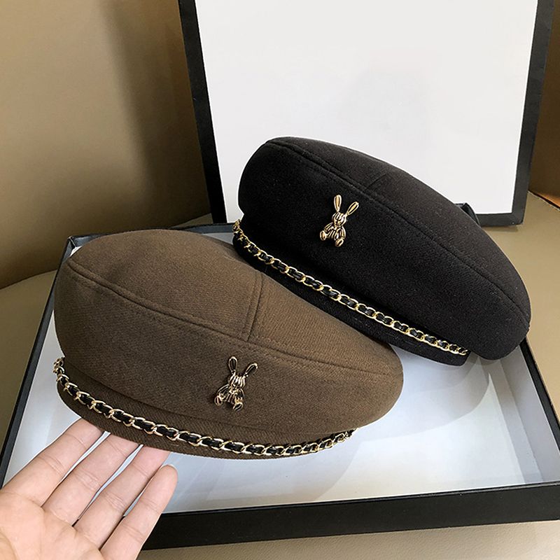 Gorąca sprzedaż kobiet królik beret styl dla francuskiego artysty ciepła zimowa czapka beanie jednolity kolor elegancka dama wszystkie dopasowane czapki malarza_voghion.com