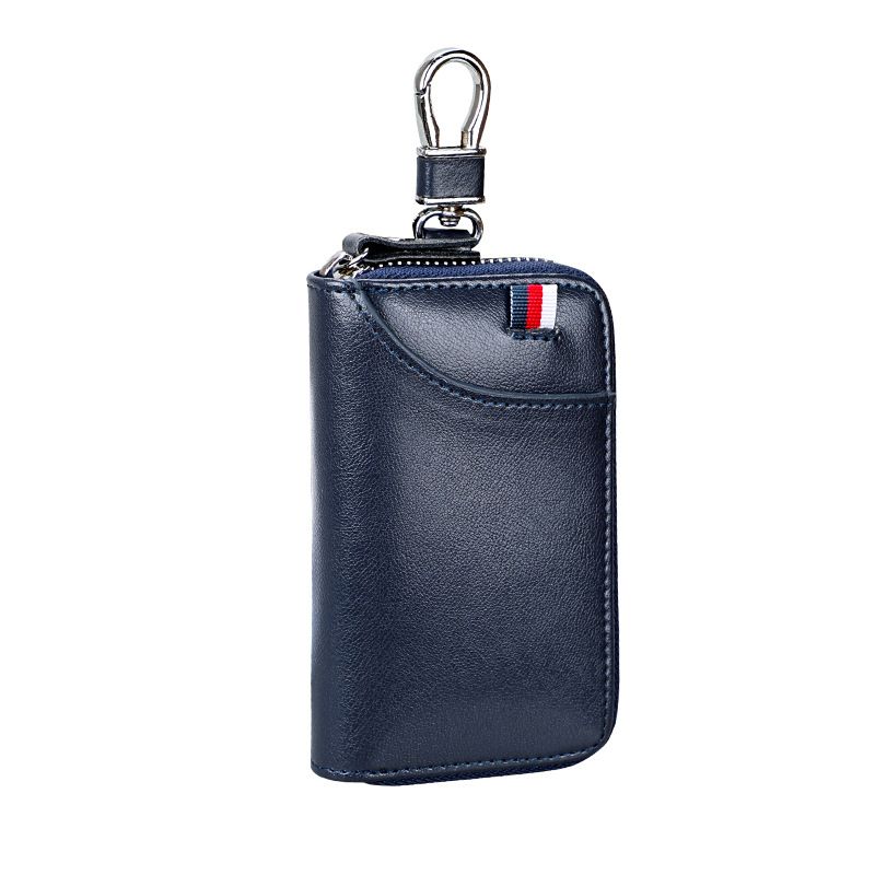 Neue große Kapazität echtes Leder Reißverschluss Schlüsseltasche Herren Taille hängen Rindsleder Damen Kartenhalter Auto Multi-Funktion_voghion.com