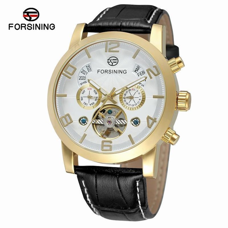 Orologio automatico di lusso da uomo con tourbillon e quadrante grande, cinturino in vera pelle, fibbia in acciaio inossidabile, vetro minerale, orologio casual alla moda_voghion.com
