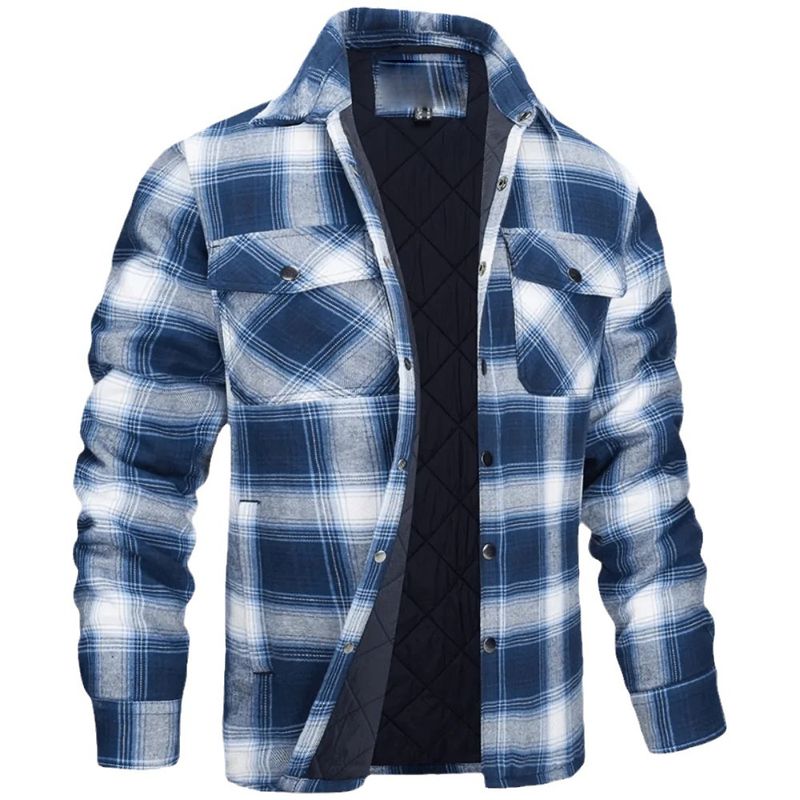 CT 2025 Nuova camicia a quadri spessa con colletto rovesciato a maniche lunghe da uomo_voghion.com