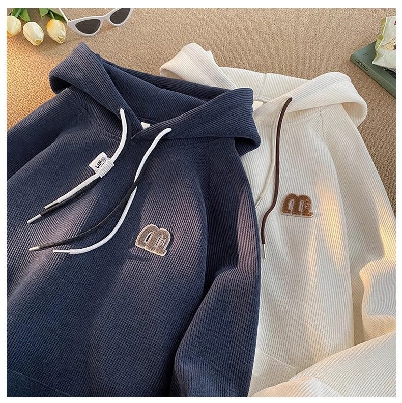 Corduroy Hooded Sweatshirt For Men, Autumn 2023 New Trendy Brand Oversized American Pullover Top_voghion.com