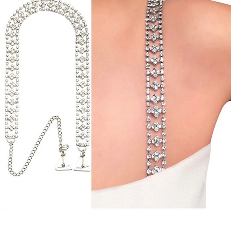 Bodychain a forma di fiore, catena per spalla, semplice catena con artiglio di strass, accessori per abiti da banchetto estivi di alta qualità per le donne_voghion.com