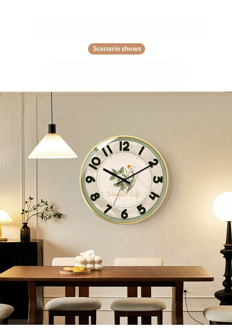 Orologio decorativo al quarzo silenzioso creativo moderno semplice da parete in stile vintage francese, serie Forest, per soggiorno_voghion.com
