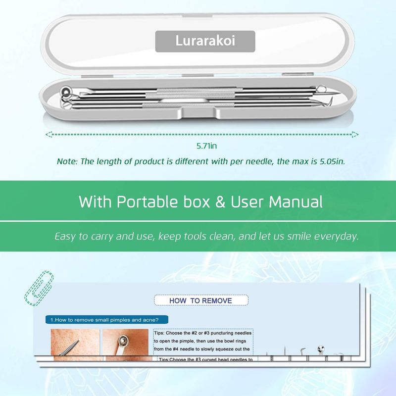 5 estrattori di comedoni, kit di pinzette curve per punti neri, kit di strumenti professionali in acciaio inossidabile per la rimozione dell'acne_voghion.com