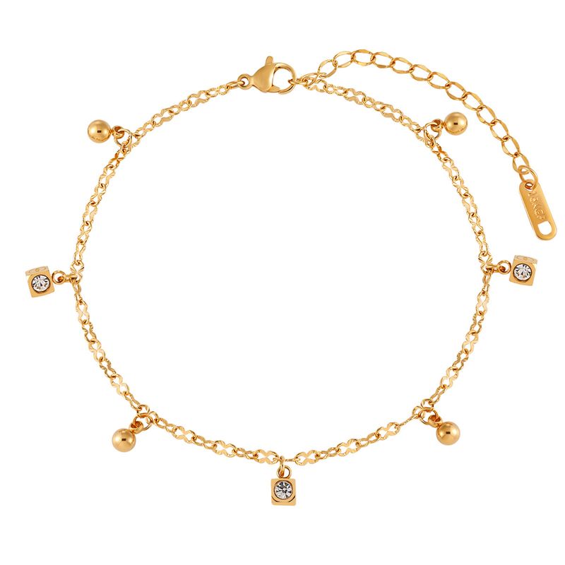 Light Luxury Niche Stainless Inlaid Diamond Round Bead Pendant Anklet Fashionable Personality Simple Titanium Steel Foot_voghion.com