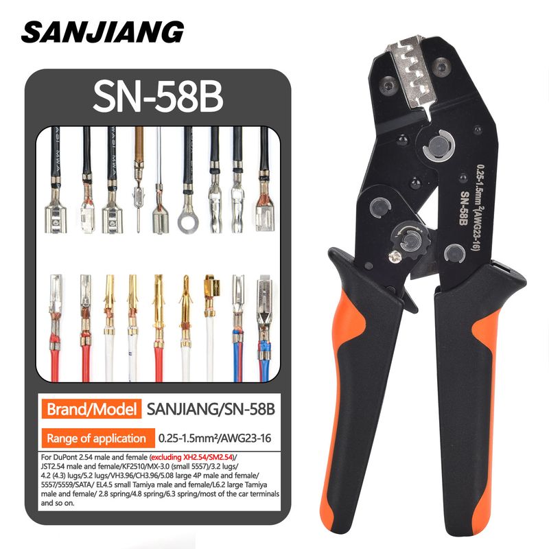 Non-insulated Open Barrel Crimping Tool SN-58B 23-16 AWG /0.25-1.5mm², Dupont Molex JST TE Terminal & EPC PCIE SATA_voghion.com