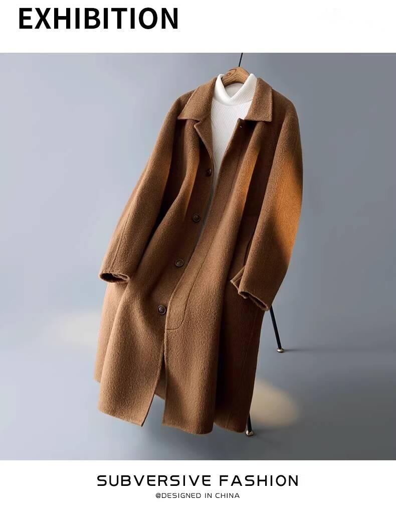 Double-Sided Wool Coat For Men, Mid-Length, 2025 New Autumn High-End Korean Style Simple Trench Coat, Men's Fashion_voghion.com