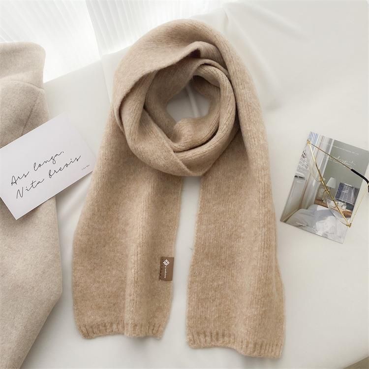 2025 New Trendy And Easy To Match Small Scarf Women's Autumn And Winter Soft Waxy Knitted Imitation Cashmere Neck Protection Scarf_voghion.com