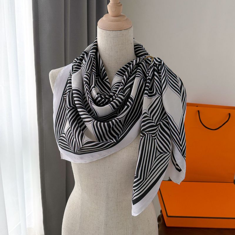Sciarpa quadrata a righe nuova autunno 2023 da donna, edizione coreana, fascia per capelli in seta stampata, scialle con protezione solare_voghion.com
