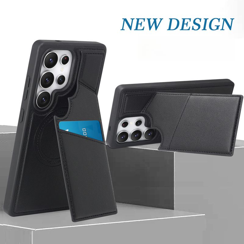 The new model is suitable for Samsung S25Ultra mobile phone case, card bag holder S24 magnetic charging, anti-drop S23 protective leather case._voghion.com
