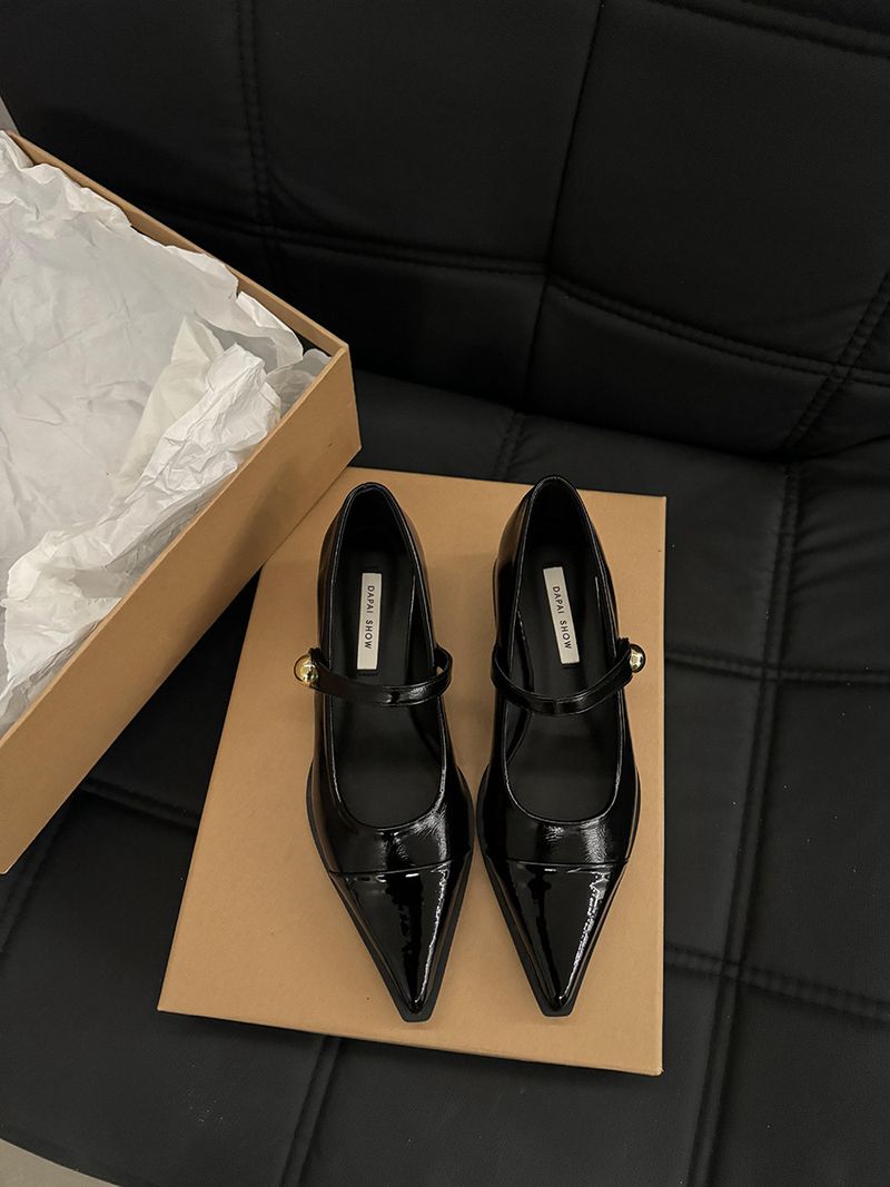 Scarpe con tacco grosso Mary Jane da donna, nere, stile coreano, autunno inverno, di alta qualità, piccole scarpe in pelle_voghion.com