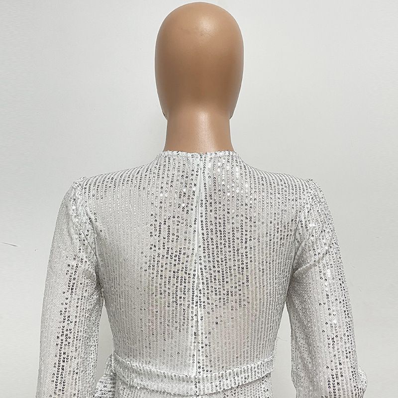 Damkläder Ins Style Deep V Mode Casual Jumpsuit Långärmat Bälte Paljett Jumpsuit Dam_voghion.com