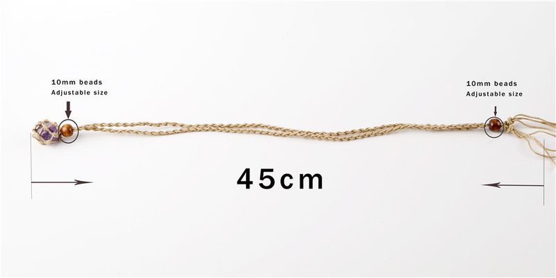 Ketting van natuursteenkristal, nettas, verstelbare, gevlochten ketting van ruwe steen, nettas, retro nettashanger, touw_voghion.com