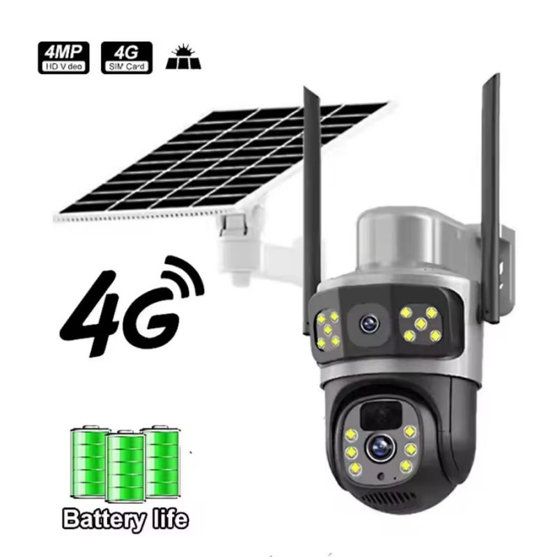 QL16 4G HD Bullet Solar Powered Low Power Consumption 360 Panoramic Dual Lens WIFI Surveillance Camera_voghion.com