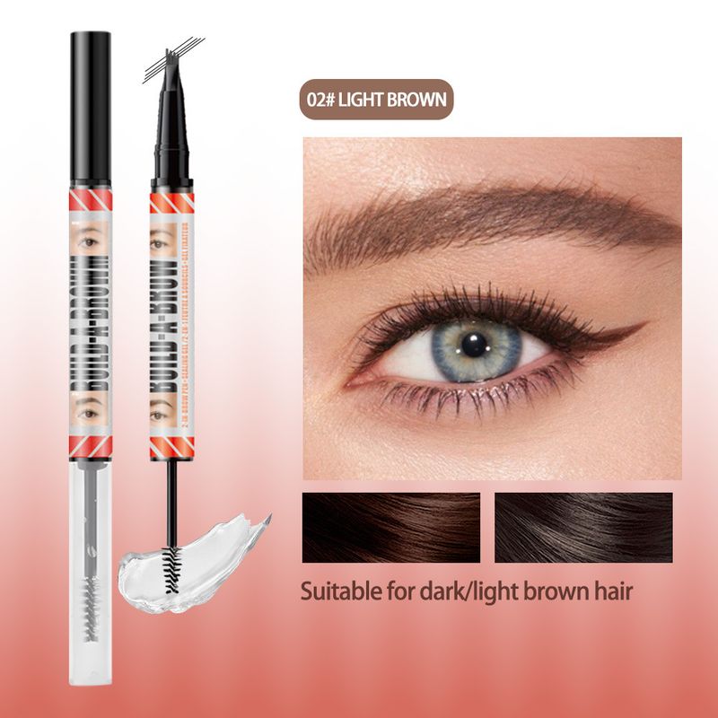Eyebrow Enhancers Cosmetics LANZHIYUE Double Headed Four Pronged Eyebrow Pencil + Eyebrow Shaping Cream Quick Drying Waterproof Liquid Eyebrow Pencil_voghion.com