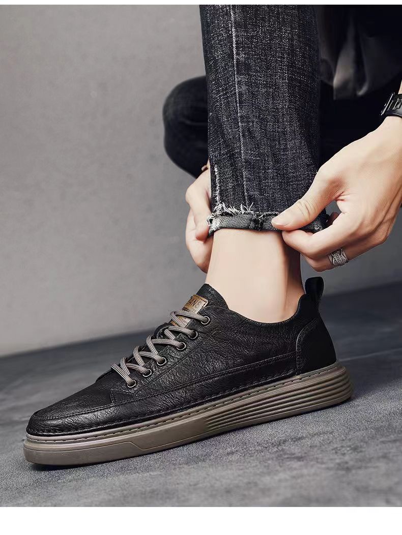 Men's Shoes Leather Men's Shoes Low Top Flat Shoes Business Casual Soft Soled Leather Shoes Comfortable And Versatile Wear Resistant And Non Slip_voghion.com