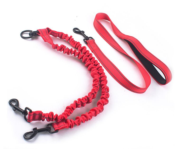 Corde de marche à double traction pour animaux de compagnie, une corde, une corde élastique, une corde extensible et une corde anti-enchevêtrement pour chien avec veilleuse_voghion.com