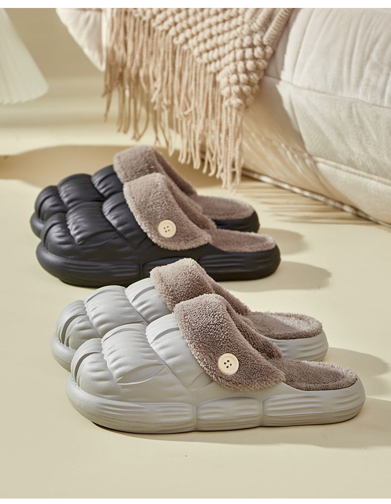 Waterproof Slippers For Women New Autumn And Winter Plush Warm Non Slip Indoor Home Thick Soled Detachable Cotton Slippers For Women_voghion.com