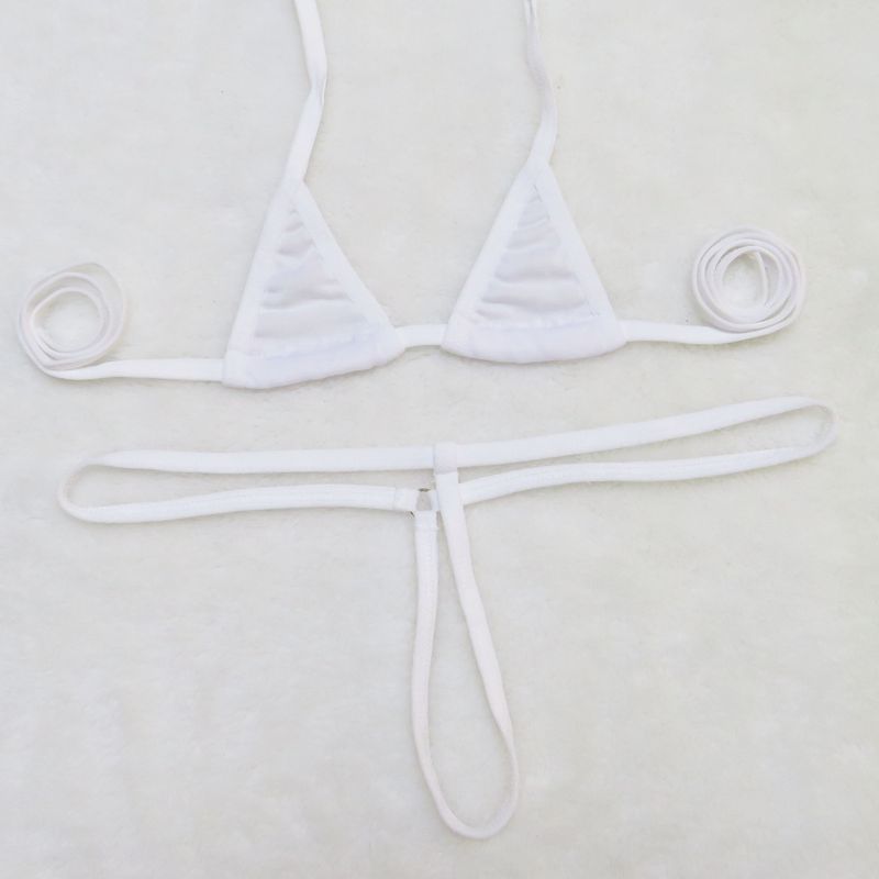 Dessous Mini Badeanzug Damen Bademode Lady Sexy Durchsichtiger BH Höschen Dreipunkt-Bikini-Anzug_voghion.com