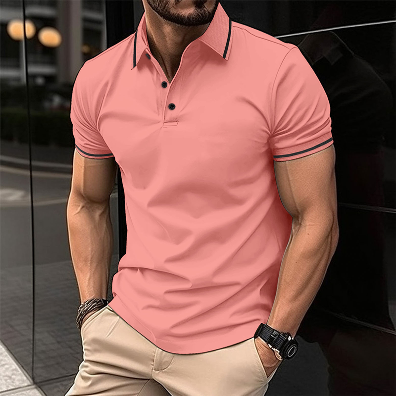 2025 Summer Men Polo T-Shirt Men Casual Polo Shirt Male Short Sleeves Tops Tees Men Solid Pattern Print Button T Shirt_voghion.com