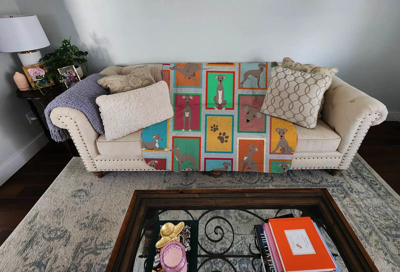 Lots of Fawn Italian Greyhound Quilted Blanket 50x60 Artwork Pattern Quilted Throw Blanket for Bed, Couch, Sofa, Soft and Lightweight_voghion.com